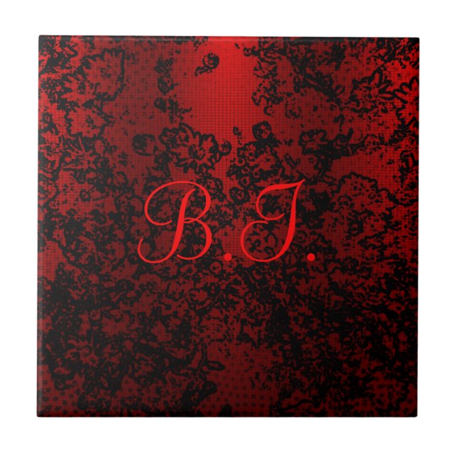 Carreau Ruby red black stylish floral vibrant élégant (Devant)