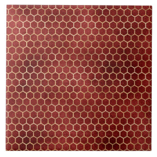 Carreau Ruche en nid d'abeille élégant or rouge