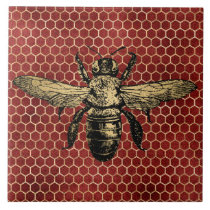 Carreau Ruche Rustique Or Nid d'Abeille Rouge