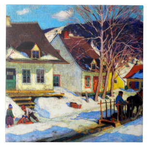 Carreau Rue du village de Québec par Clarence Gagnon