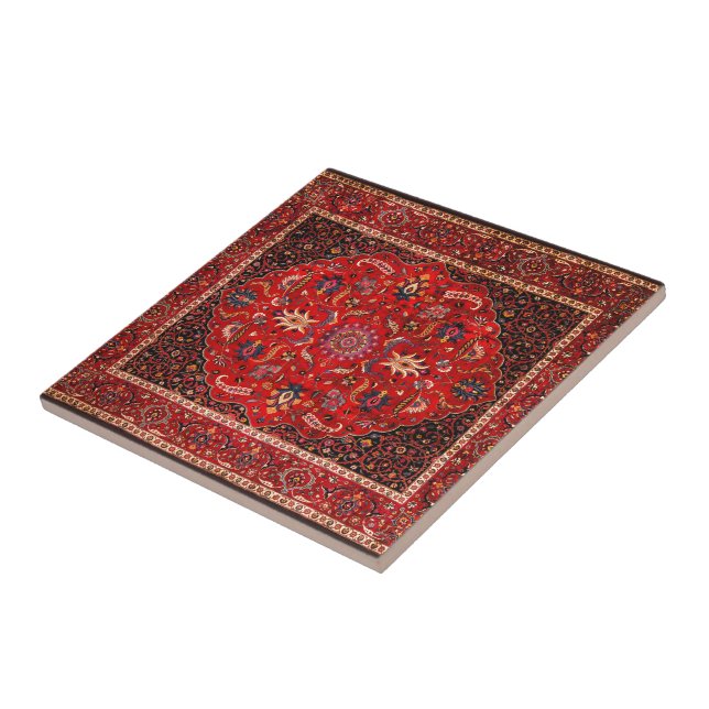 Carreau Rug perse rouge de Mashhad (Côté)