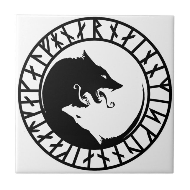 Carreau Runic Dire Wolf viking norse runes nordiques (Devant)