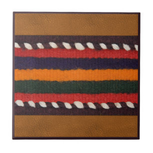 Carreau Russe Faux Cuir Rayures Ethniques Boho Ouest