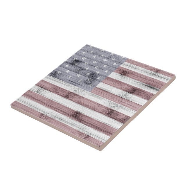 Carreau Russe Rouge Blanc Bleu Bois américain drapeau Amér (Côté)