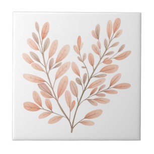 Carreau Rust Terracotta Brown Feuilles Botaniques