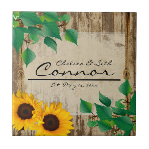 Carreau Rustic Barn Wood Sunflower