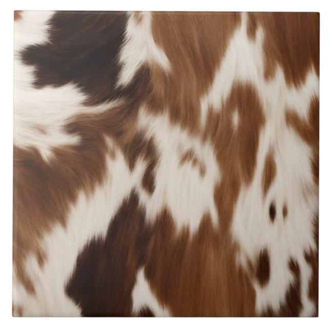 Carreau Rustic Farmhouse Cowboy Western Country Cowhide (Devant)