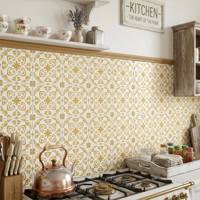 Carreau Rustic Mediterranean Mustard Yellow White (Créateur téléchargé)