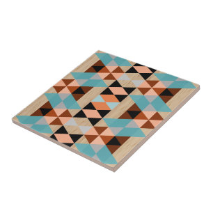 Carreau Rustique Carrés de diamant Triangles Motif d'art b