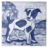 Rustique Jack Russell Terrier Chien Blue Delft Ded