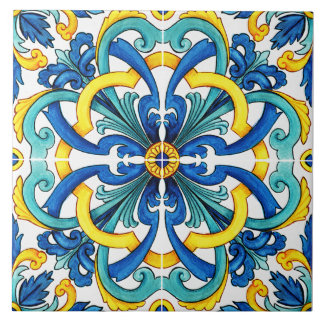 Carreau Rustique Jaune Et Bleu Méditerranée