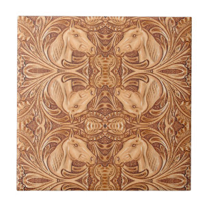 Carreau rustique western country cuir cheval équestre