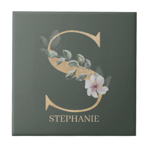 Carreau S Monogram Floral Carrelage céramique personnalisé
