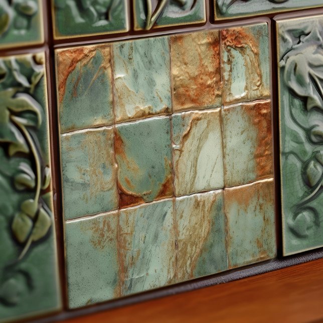 Carreau Sage Abstrait Carré Collection EMMA Faux Relief (Créateur téléchargé)