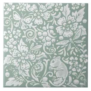 Carreau Sage de la souris Woodland Papillon vert abeille l