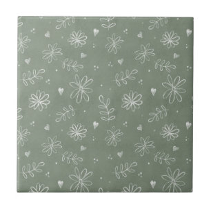 Carreau Sage Green Floral Ferme Carrelage en céramique