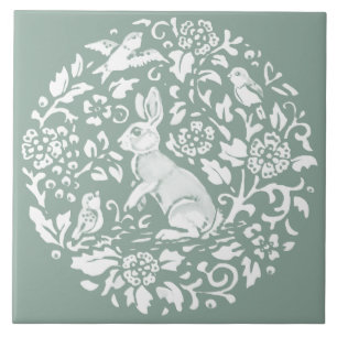 Carreau Sage Green Lapin Lapin Circulaire Motif unique