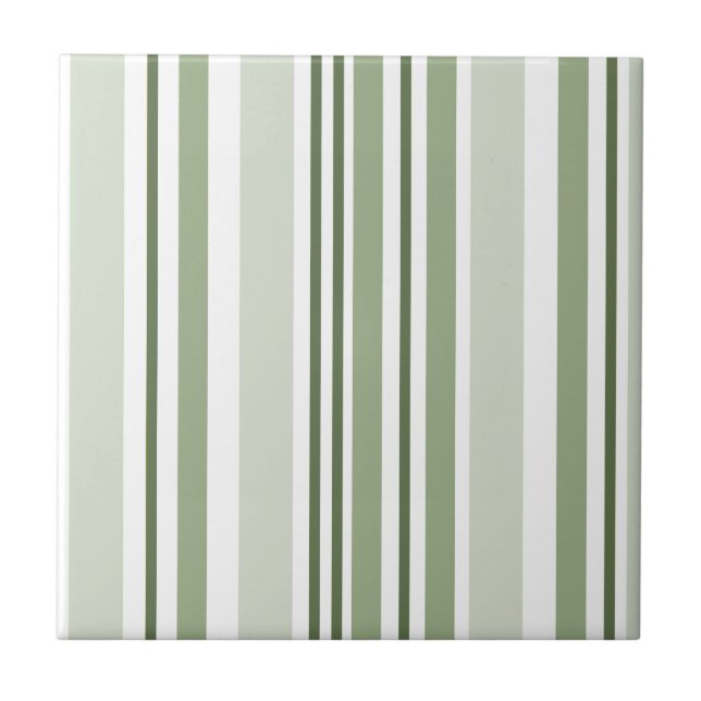 Carreau Sage Green (Light, Medium, Dark) and White Stripes (Devant)