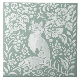 Carreau Sage naturel Green Fox Forest Scene Carrelage en c