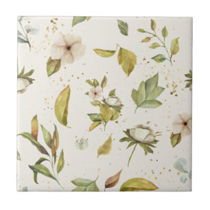 Carreau Sage, Or, Crème Floral Sans Seamless Clear Image