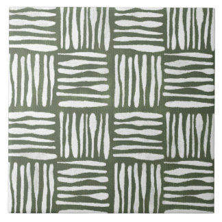 Carreau Sage Vert Olive Peinture Géométrique Art 05