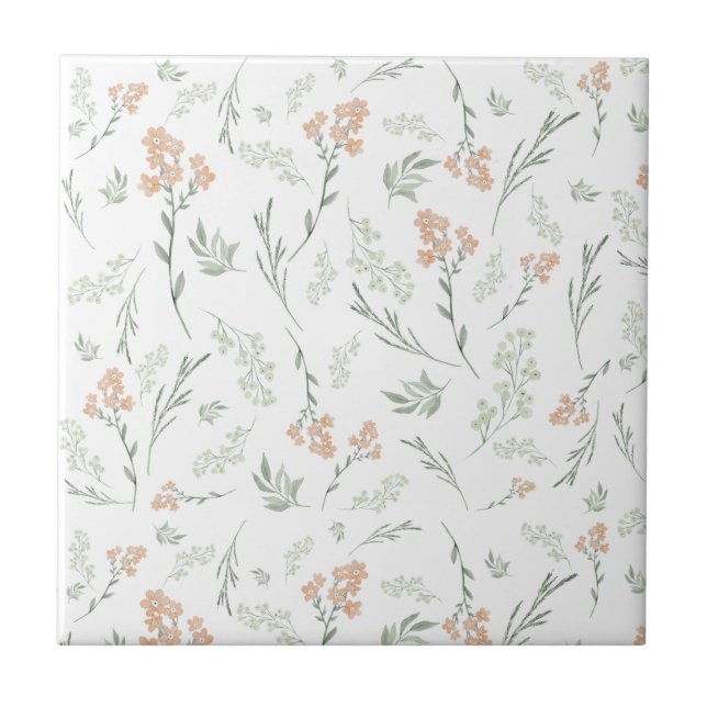 Carreau Sage Watercolor Wildflower Floral (Devant)