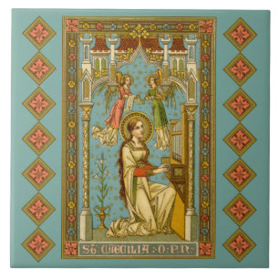 Carreau Saint-Cécile néo-gothique de Rome (BNG 02)