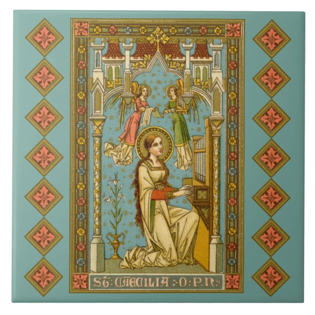 Carreau Saint-Cécile néo-gothique de Rome (BNG 02) (Devant)