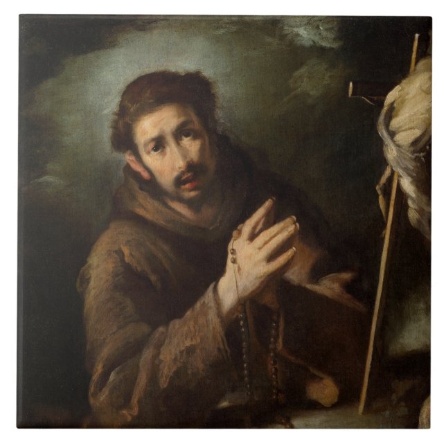 Carreau Saint François dans la prière (foi chrétienne) (Devant)