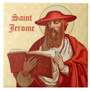 Carreau Saint Jérôme comme cardinal avec livre (P 004)