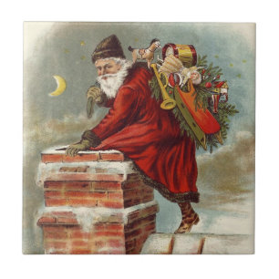Carreau Saint Nicolas victorien de Noël sur le toit