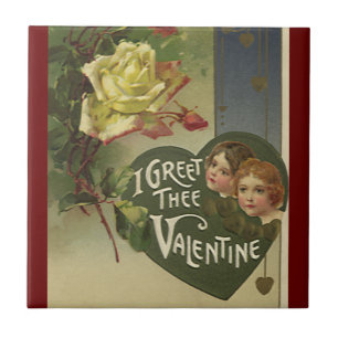 Carreau Saint-Valentin victorien vintage, Jeunes filles et
