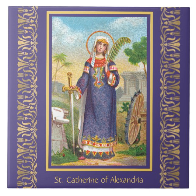 Carreau Sainte Catherine d'Alexandrie en robe égyptienne (Devant)