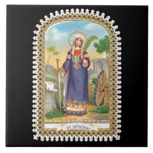 Carreau Sainte Catherine d'Alexandrie en robe égyptienne