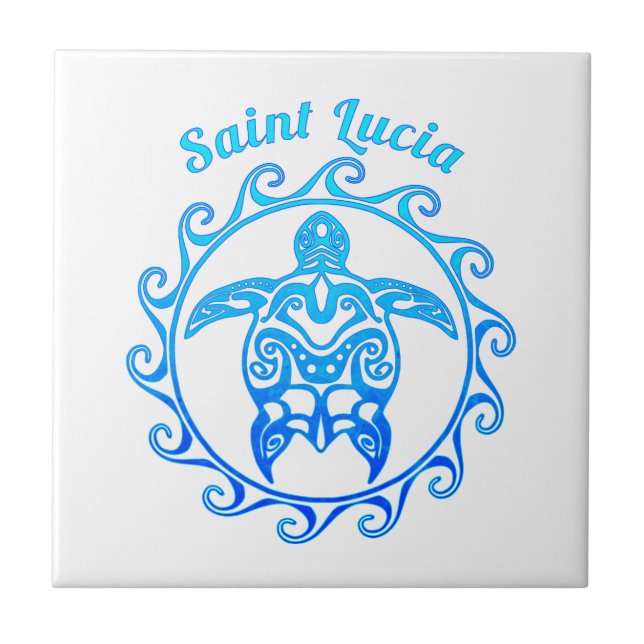 Carreau Sainte-Lucie tribale de tortue de bleu d'océan (Devant)