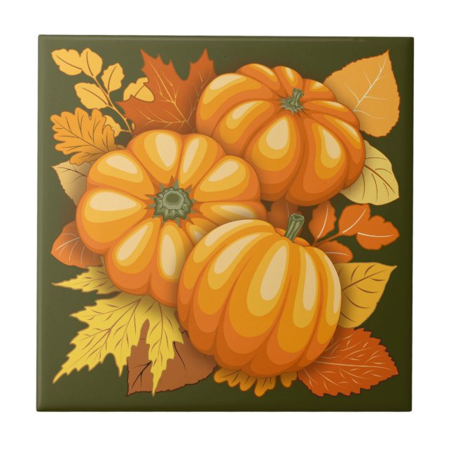 Carreau Saison d'automne Halloween Citrouille Motif (Devant)