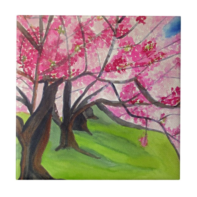 Carreau Sakura art japonais de fleurs de cerisier (Devant)