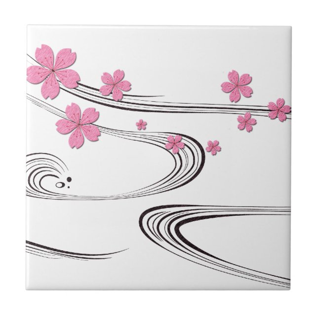 Carreau Sakura au-dessus de rivière - conception de (Devant)