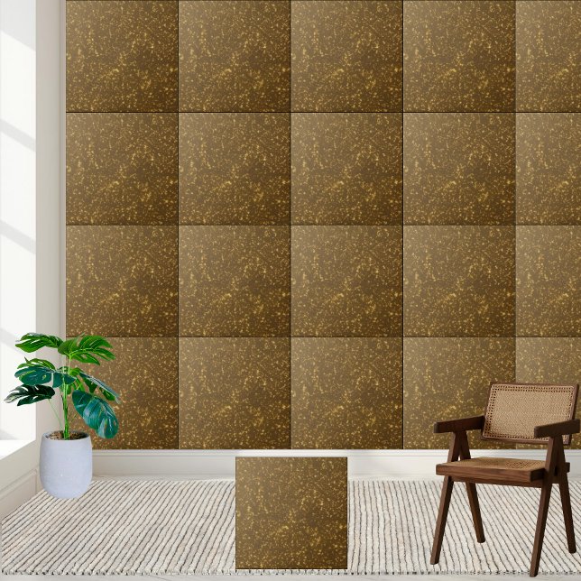 Carreau Salle de bain moderne Gras Brown Gold Parties scin (Modern Bold Brown Gold Glitter Bathroom Kitchen Ceramic Tile)