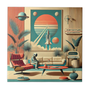 Carreau Salle de séjour familiale d'ère spatiale futuriste