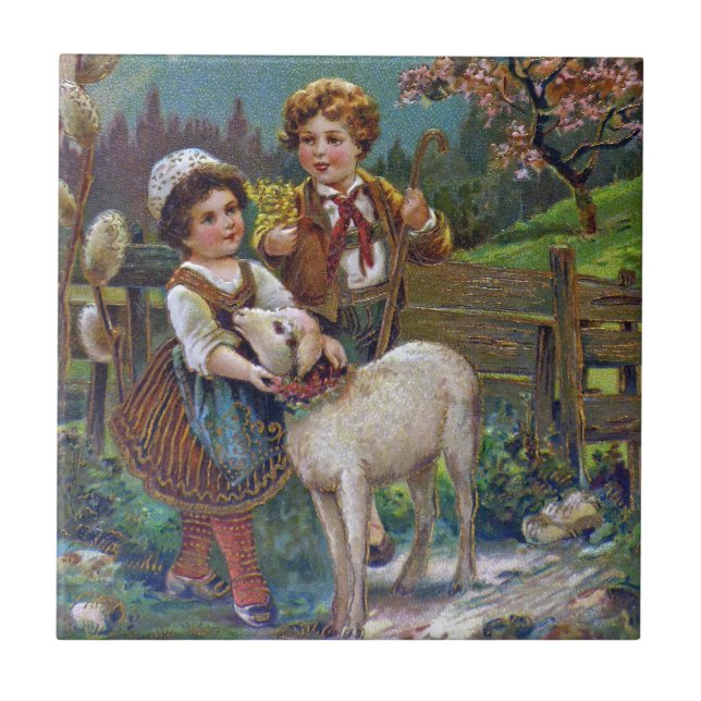 Carreau Salutations de Pâques 1908 (Devant)