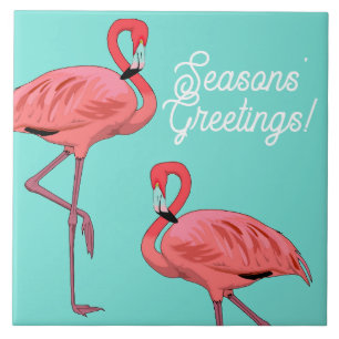 Carreau Salutations de saison Flamants tropicaux Décoratif