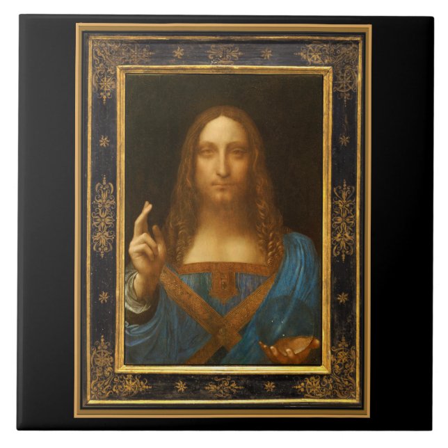Carreau Salvator Mundi par Leonardo da Vinci circa 1500 (Devant)
