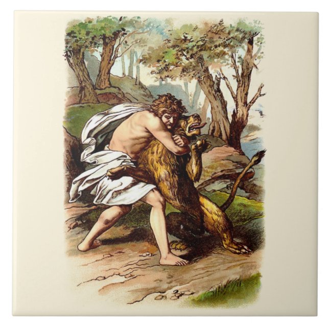 Carreau Samson Et Le Lion (Devant)