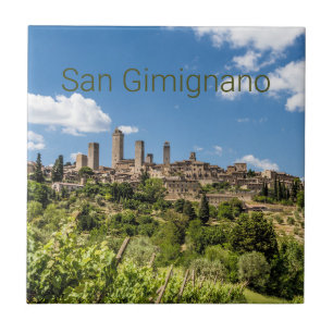 Carreau San Gimignano Toscane Italie Panorama Souvenir