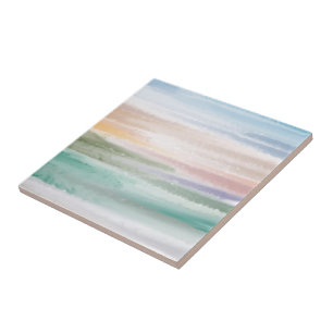 Carreau Sandy Beach Ocean Waves Coucher de soleil Couleur 