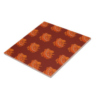 Carreau Sang Motif de fruits orange