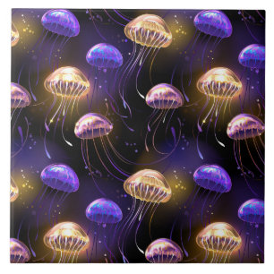 Carreau Sans couture avec des méduses lumineuses