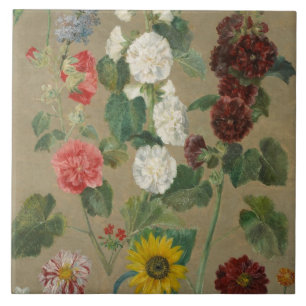 Carreau Sans titre (fleurs) (huile à bord)