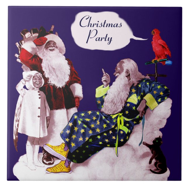 Carreau SANTA CLAUS, PETITE ANGEL & MERLIN Noël Party (Devant)